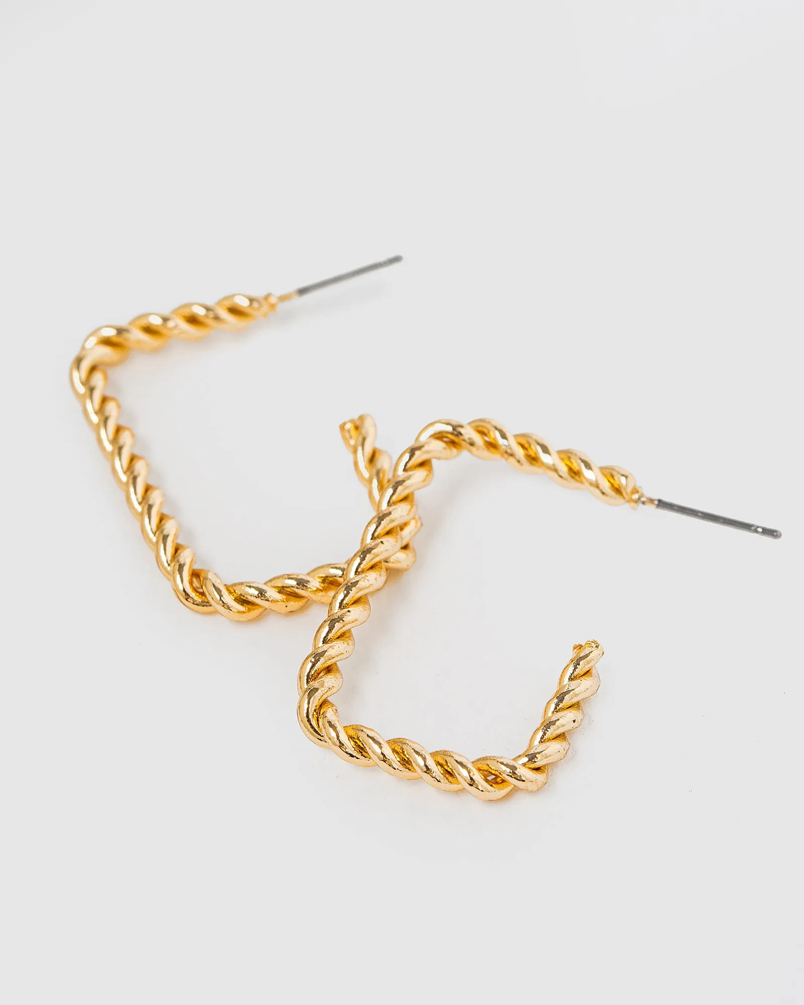 Gold Open Twisted Regtangle Hoop Earrings sold by Collete Hayman product image thumbnail 3