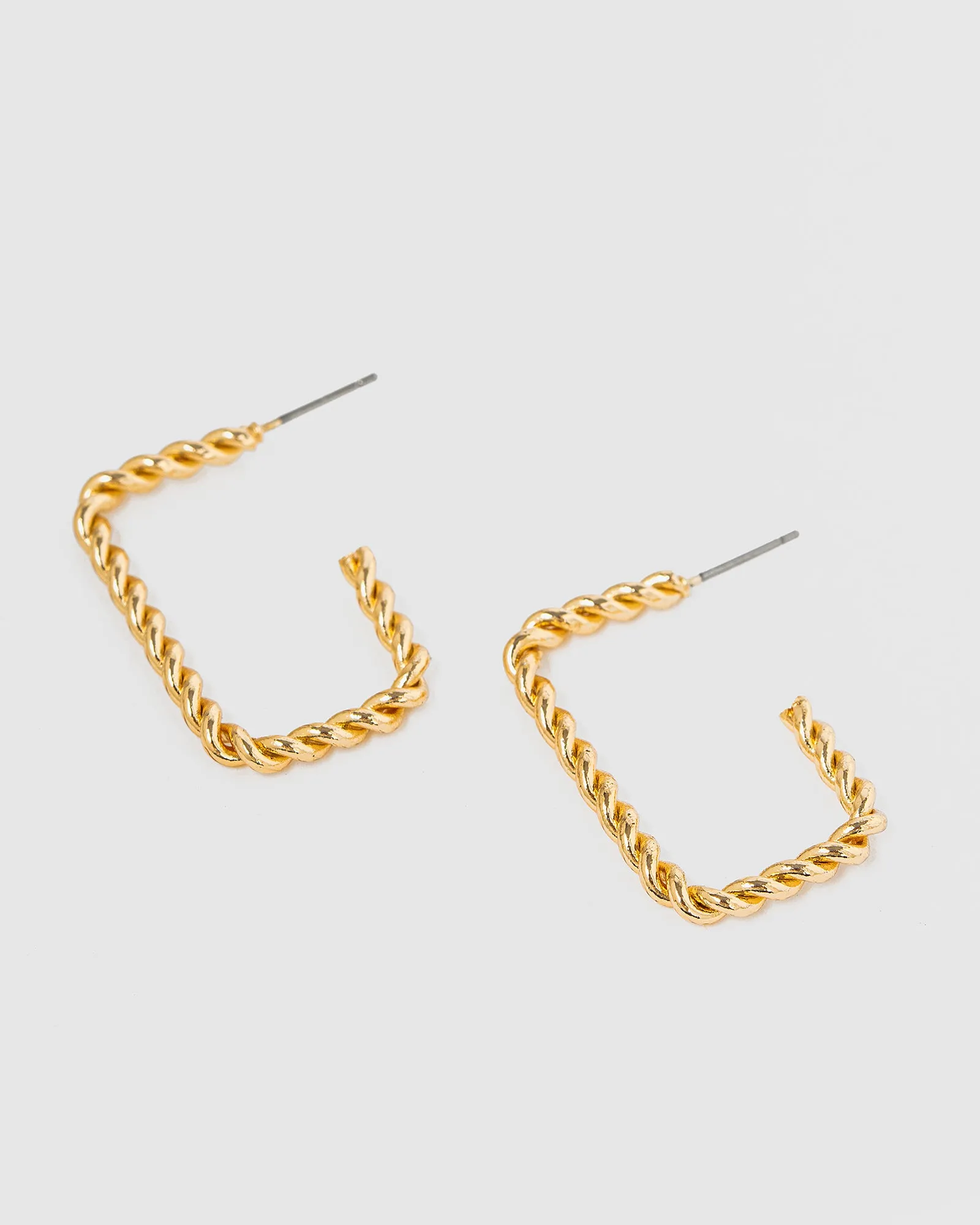 Gold Open Twisted Regtangle Hoop Earrings sold by Collete Hayman product image thumbnail 2