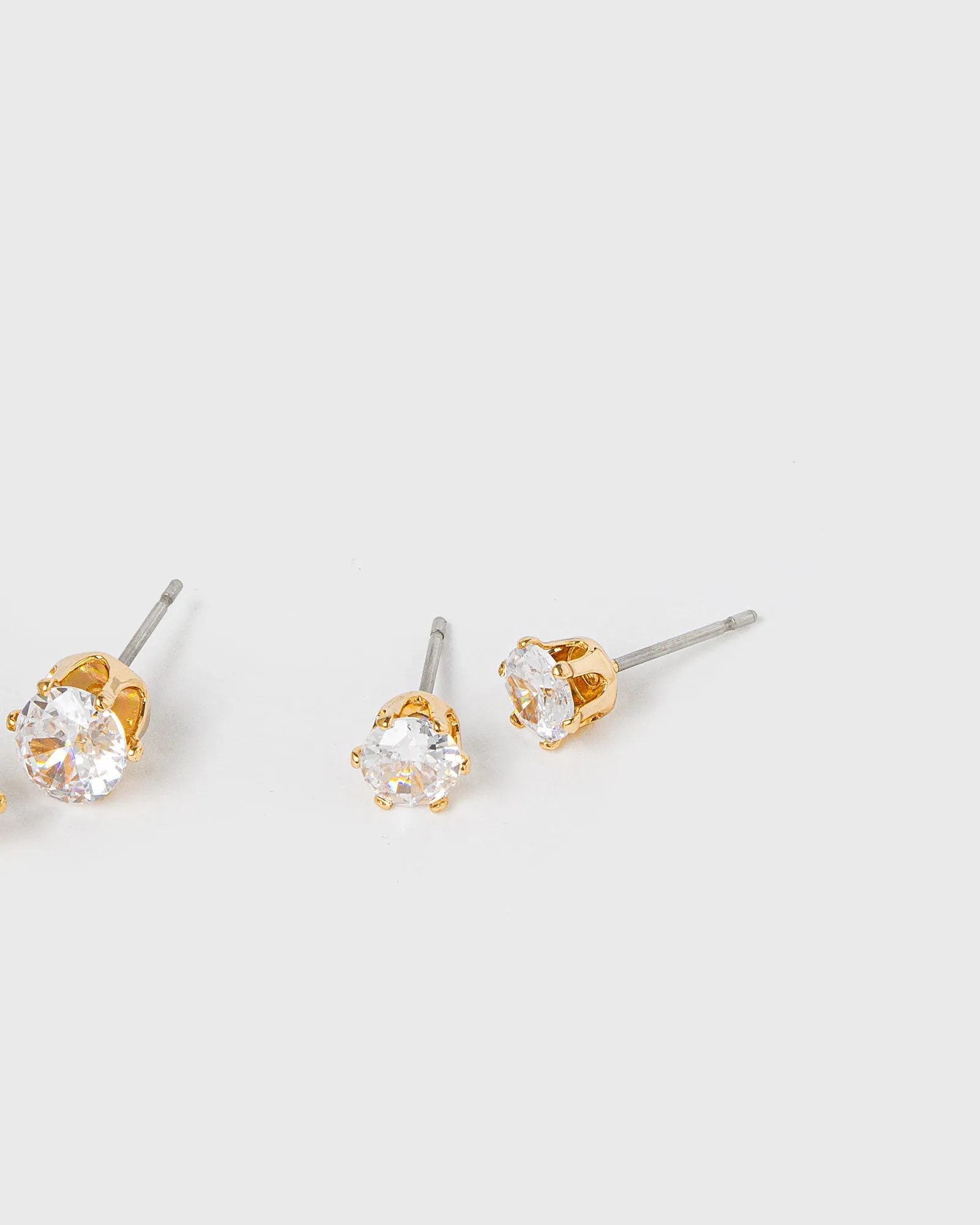 Gold 3 Pack Round Stud Earrings sold by Collete Hayman product image thumbnail 4