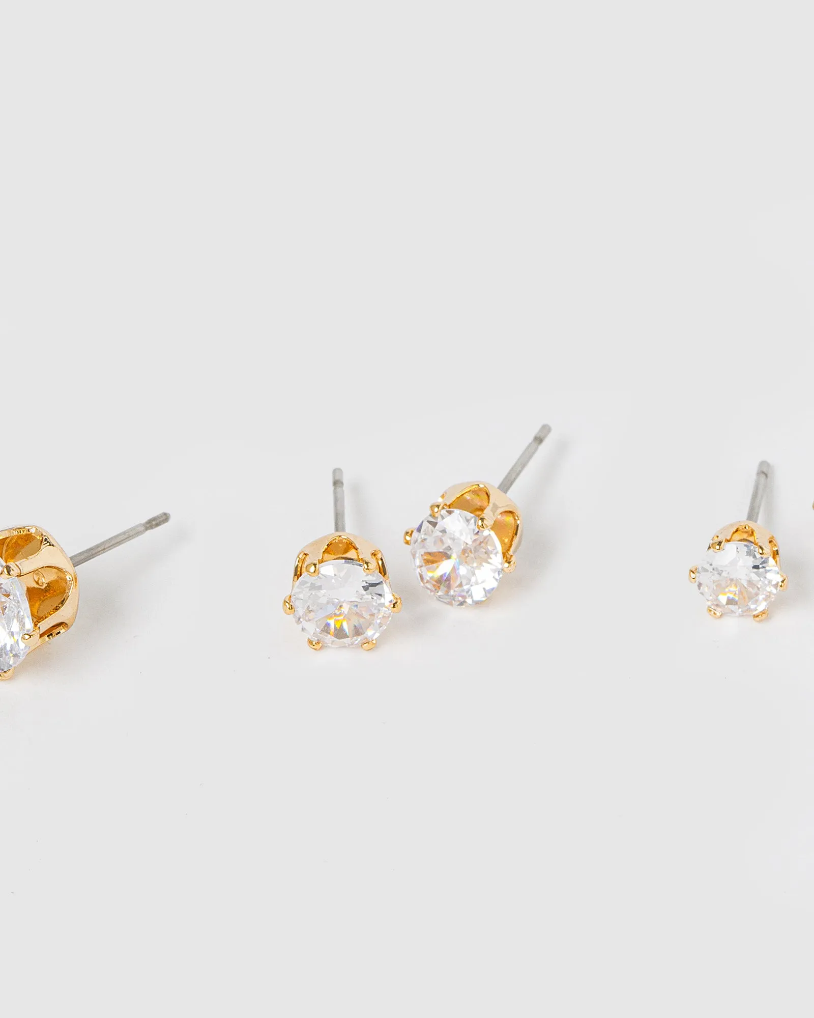 Gold 3 Pack Round Stud Earrings sold by Collete Hayman product image thumbnail 3