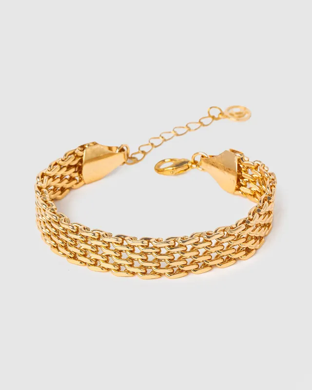 Gold Multi Row Linked Chain Bracelet sold by Collete Hayman