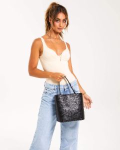 Black Melanie Medium Bucket Bag sold by Collete Hayman