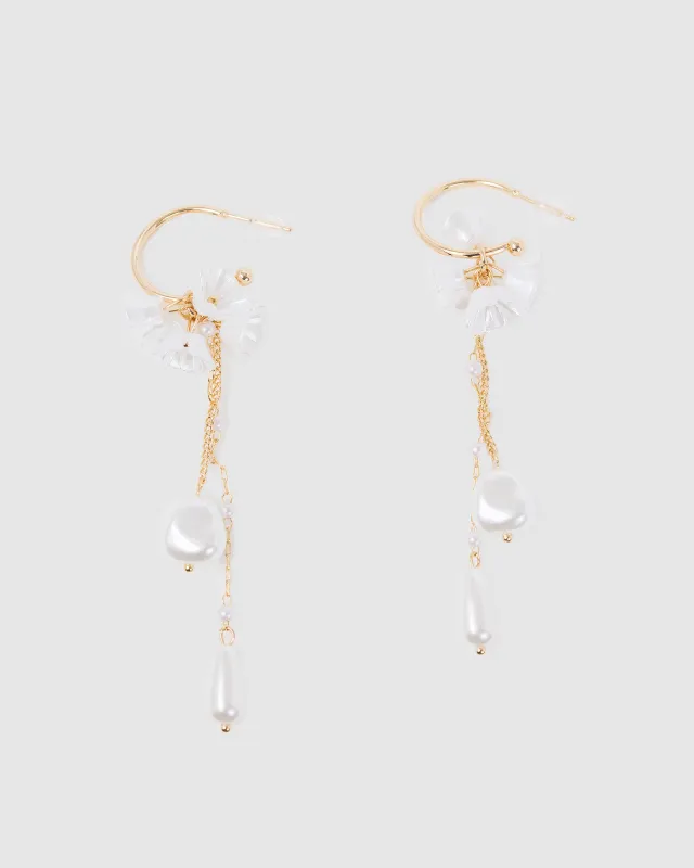 Flower Pearl Hoop Earrings sold by Collete Hayman