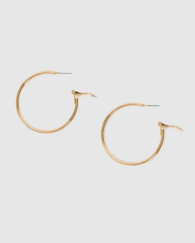 Gold Fine Hoop Earrings - 40mm sold by Collete Hayman