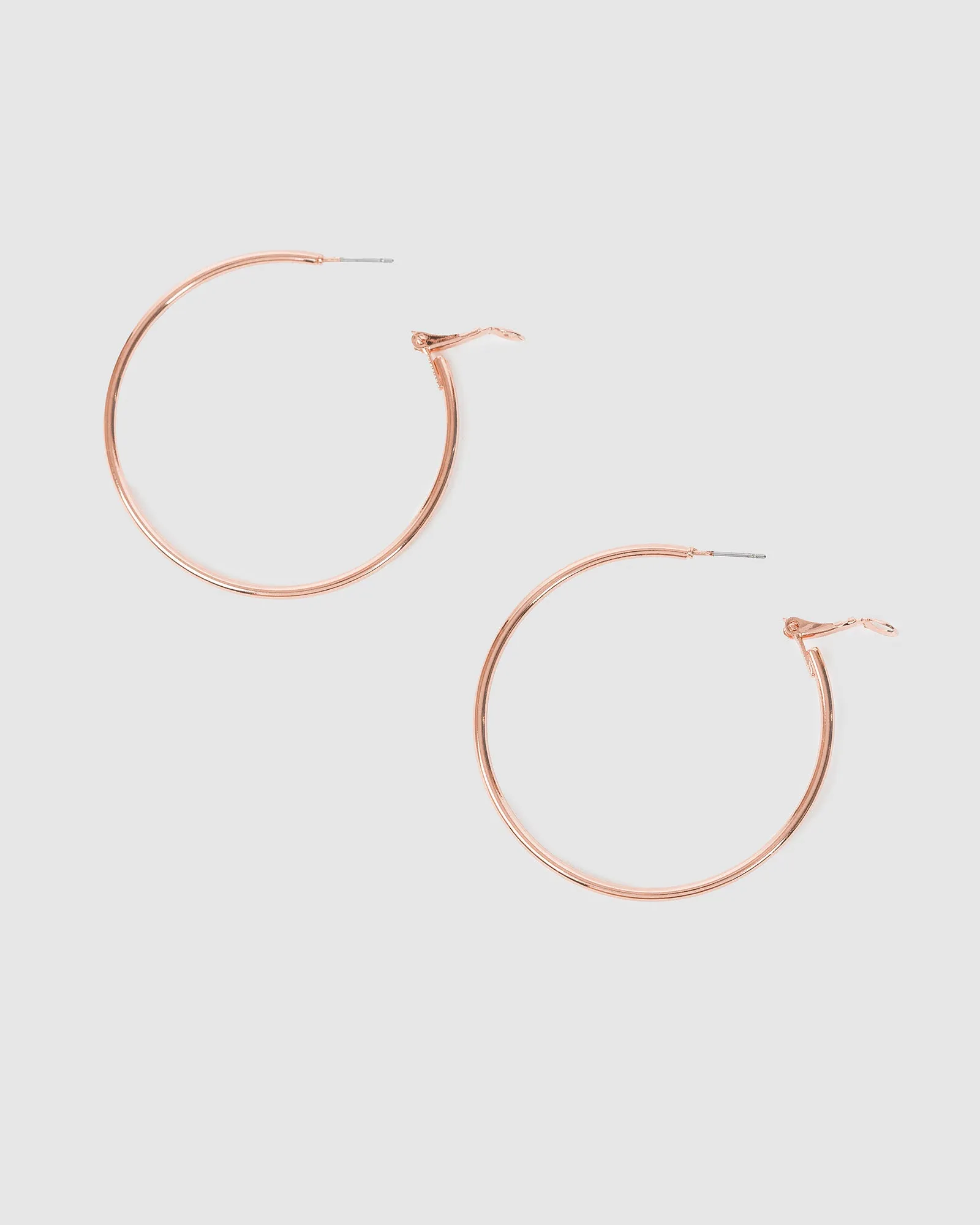 Rose Gold Fine Hoop Earrings - 50mm sold by Collete Hayman