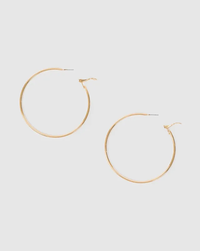 Gold Fine Hoop Earrings - 60mm sold by Collete Hayman