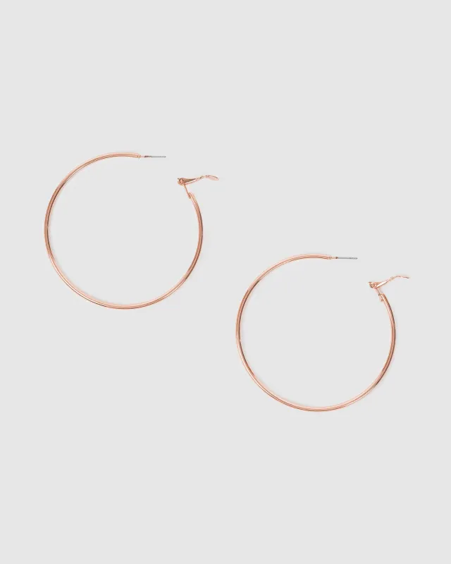 Rose Gold Fine Hoops Earrings - 60mm sold by Collete Hayman