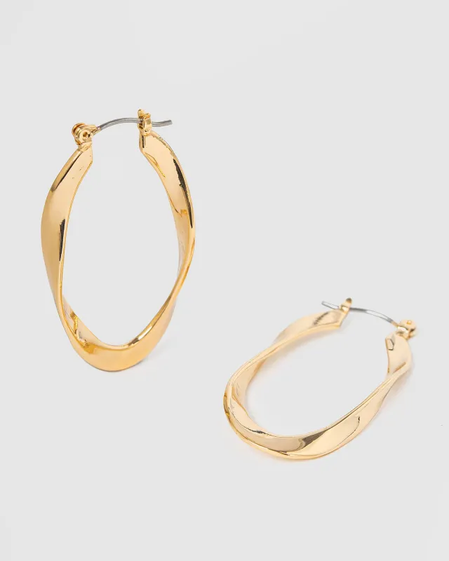 Gold Twisted Wave Hoop Earrings sold by Collete Hayman