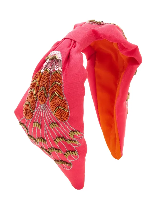 FEATHER BEAD AND EMBROIDERY WIDE KNOT HEADB sold by Collete Hayman