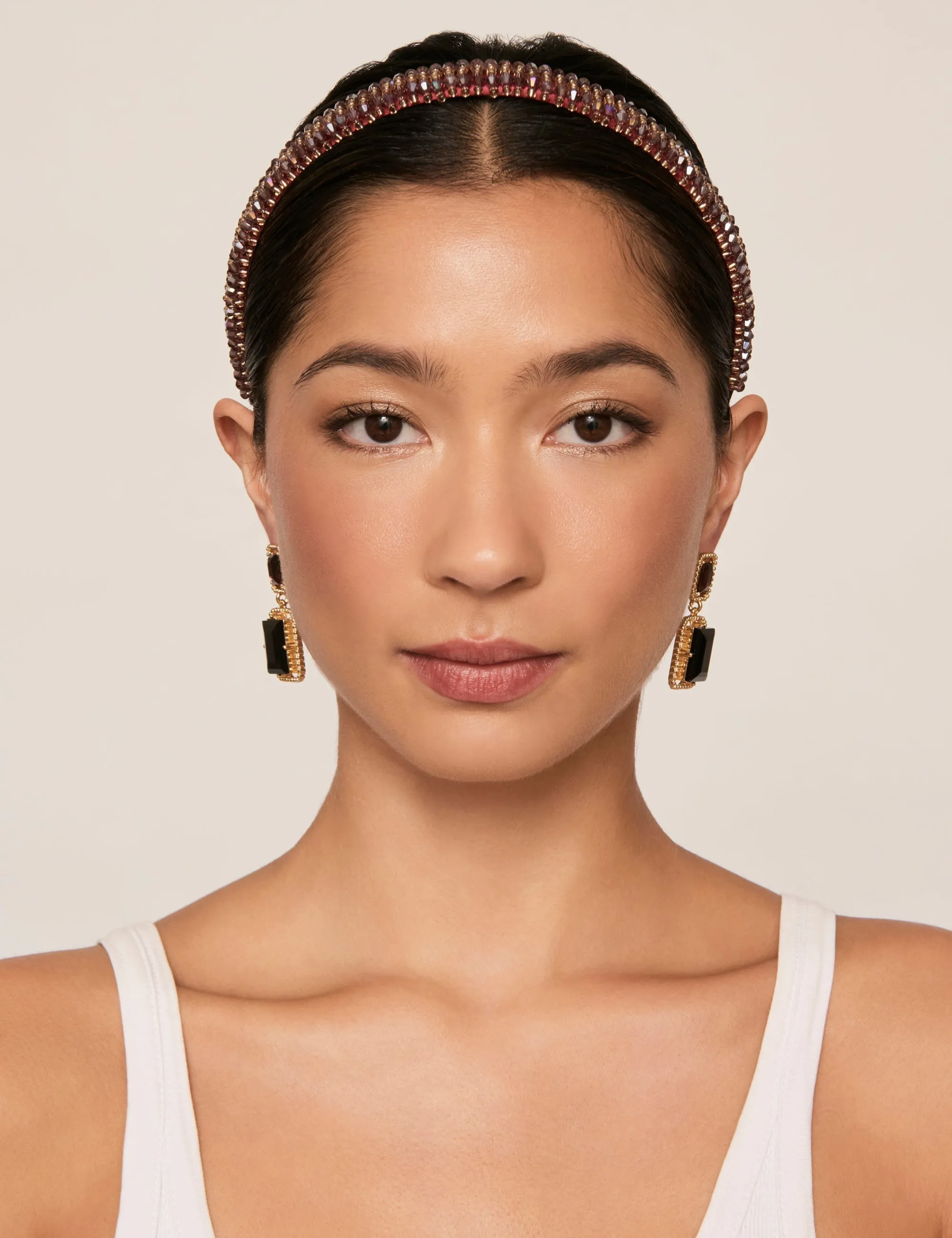 Burgundy Beaded Narrow Headband sold by Collete Hayman product image thumbnail 4