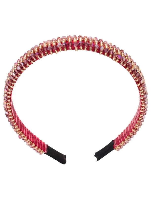 Burgundy Beaded Narrow Headband sold by Collete Hayman