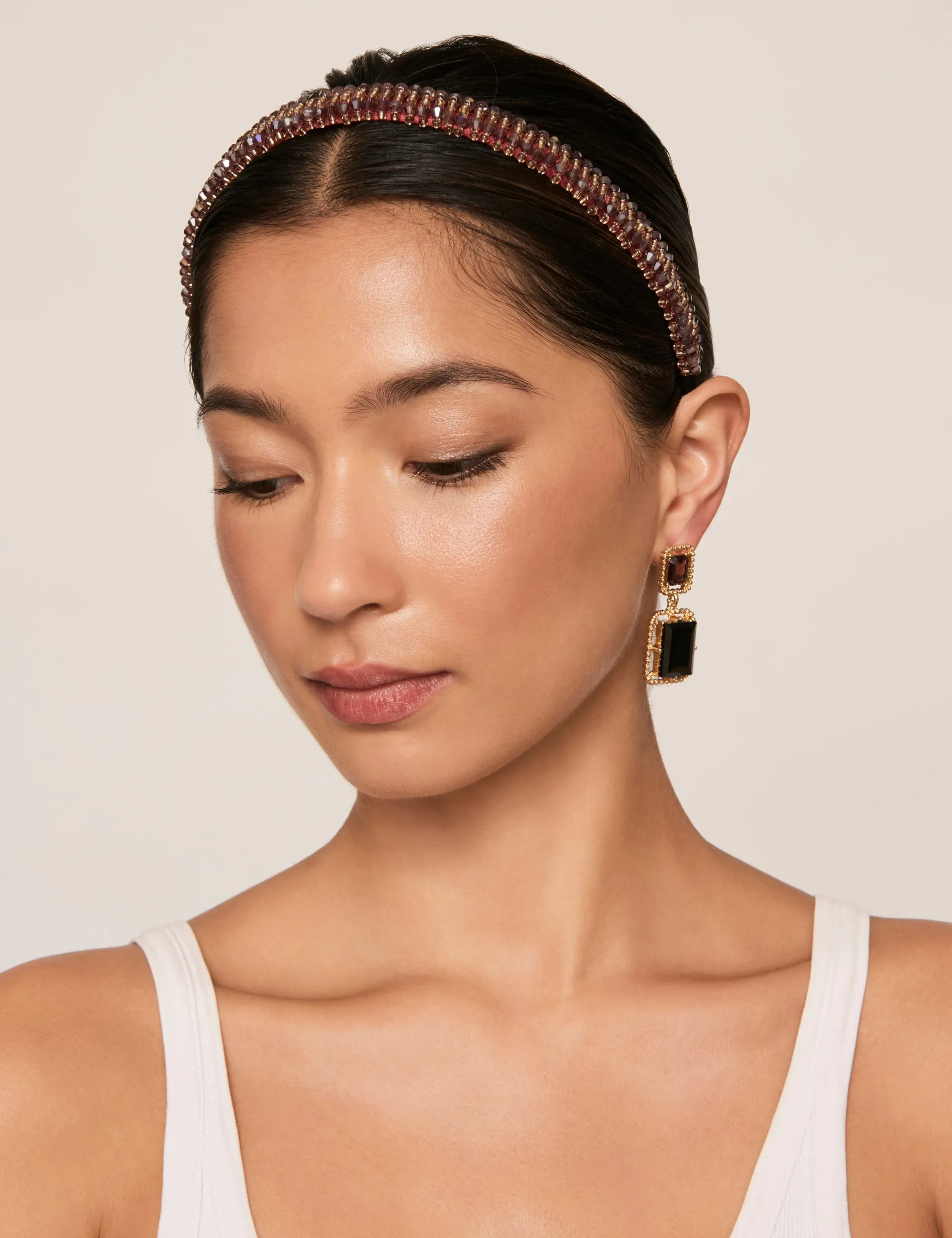 Burgundy Beaded Narrow Headband sold by Collete Hayman product image thumbnail 5