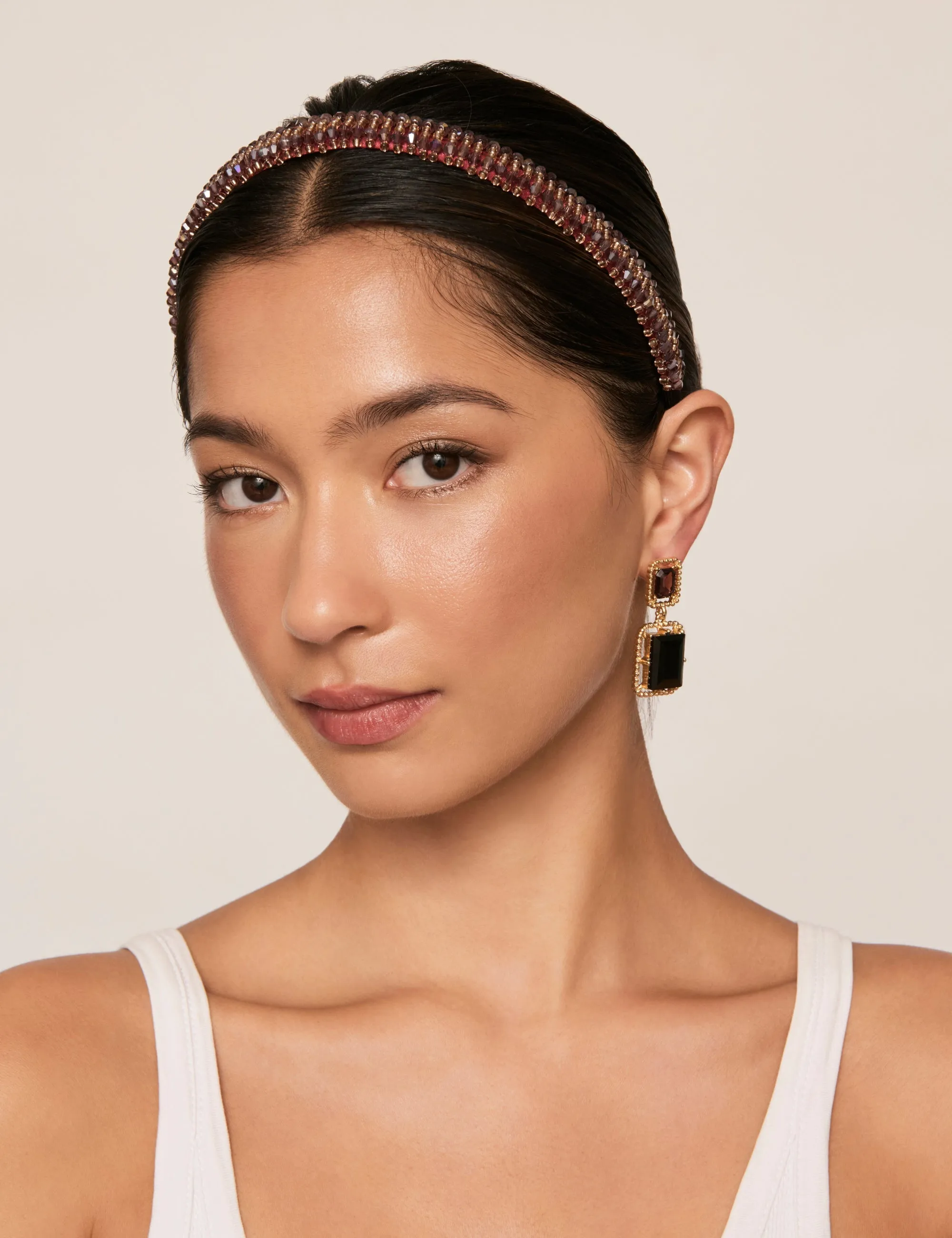 Burgundy Beaded Narrow Headband sold by Collete Hayman product image thumbnail 2