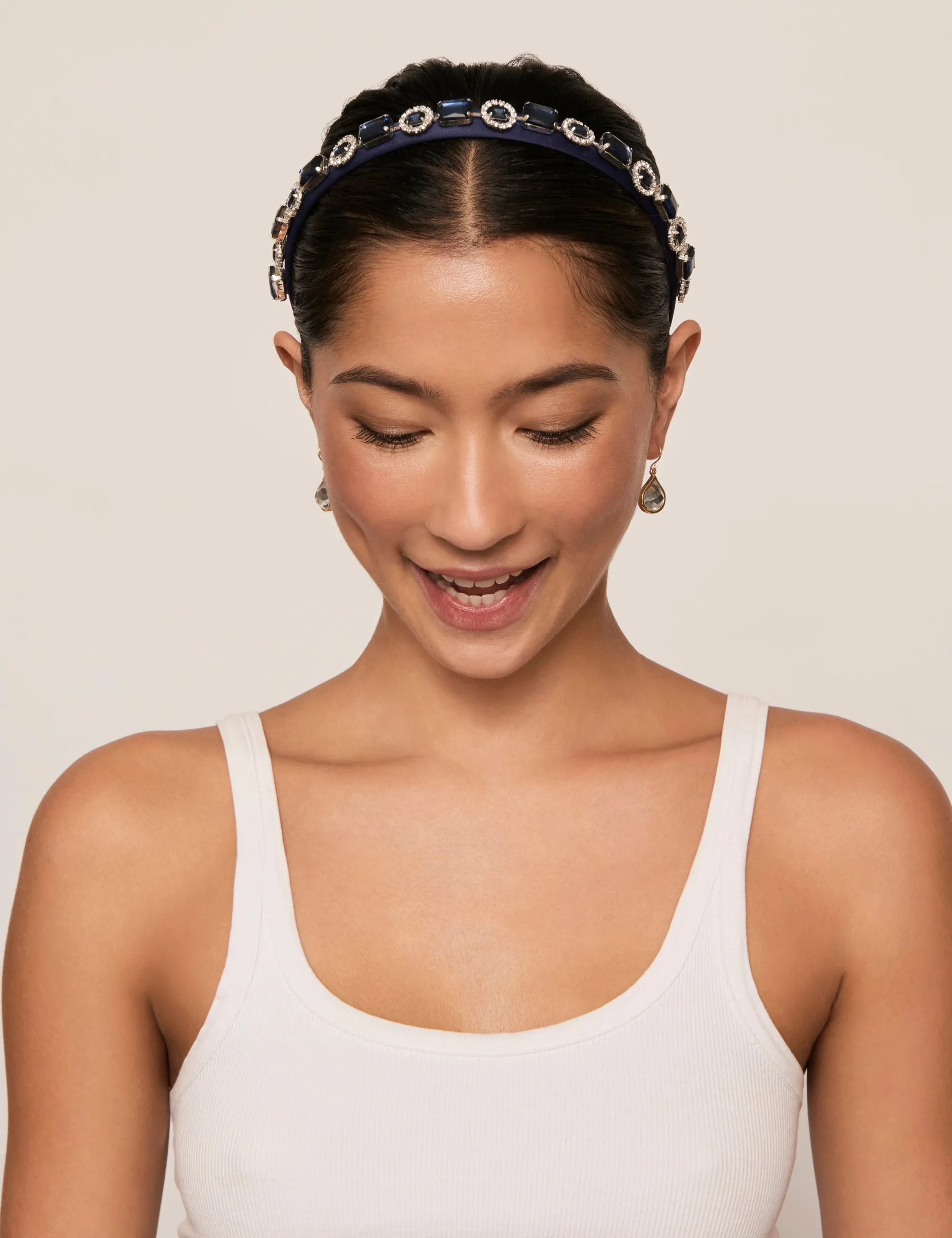 Navy Bejewelled Narrow Headband sold by Collete Hayman product image thumbnail 4