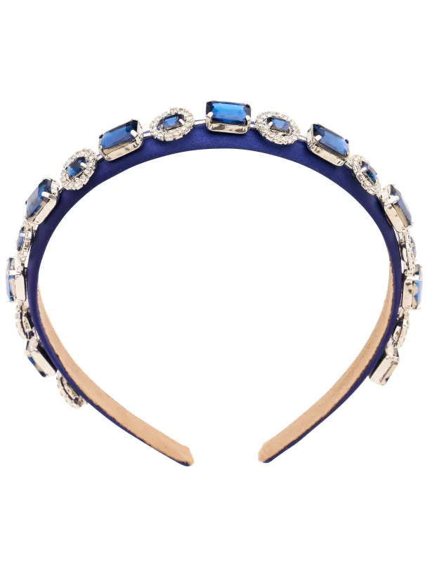 Navy Bejewelled Narrow Headband sold by Collete Hayman