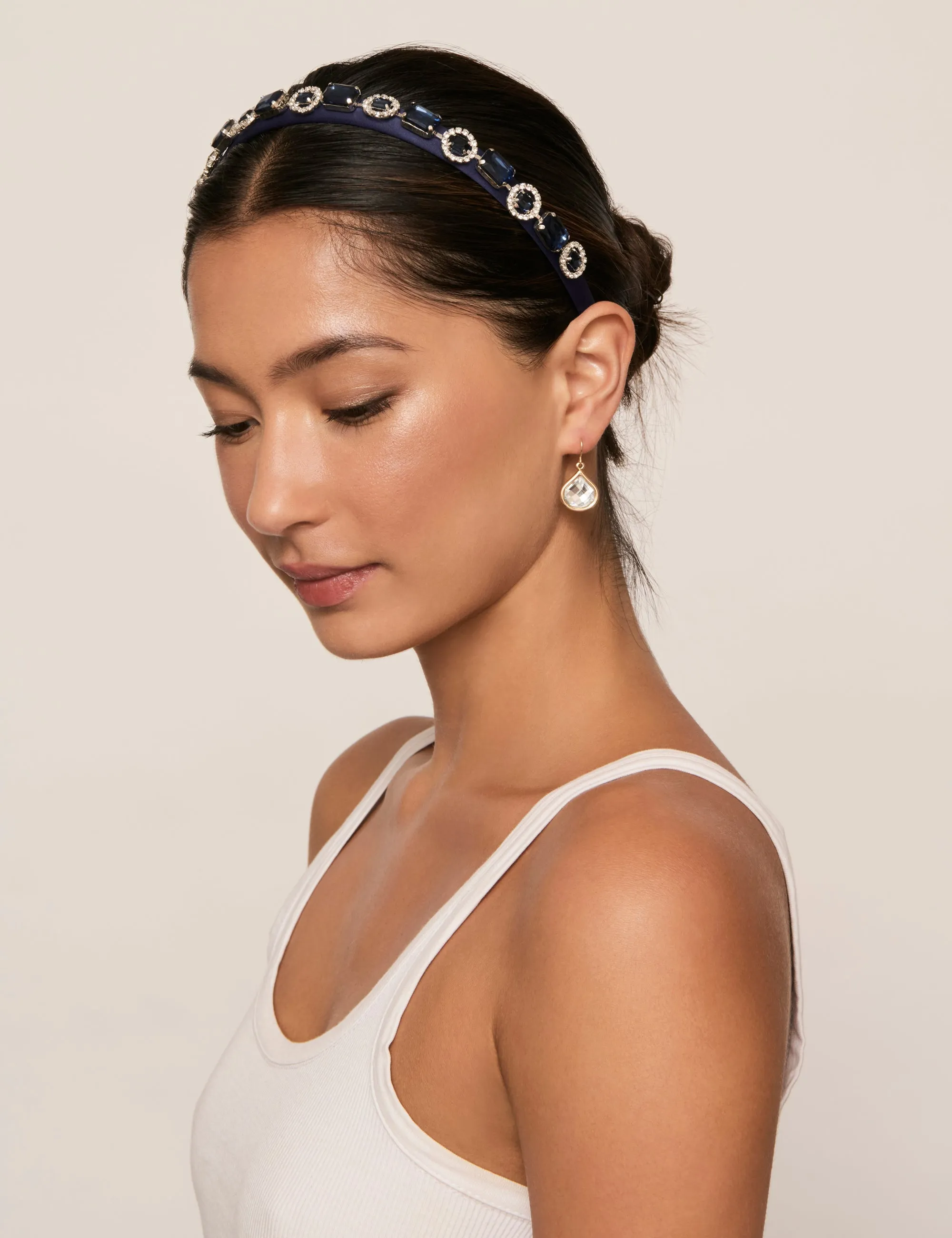Navy Bejewelled Narrow Headband sold by Collete Hayman product image thumbnail 2