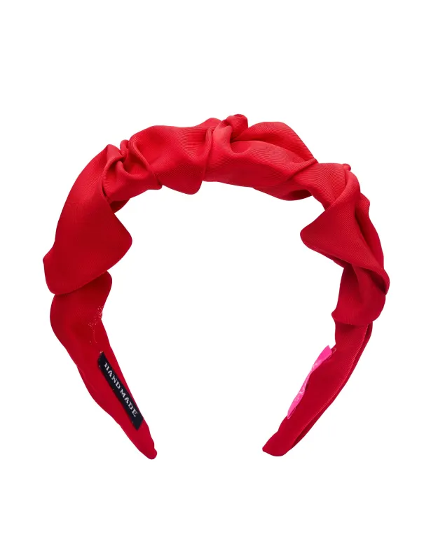 Wine Red Ruffle Satin Headband made by Collete Hayman