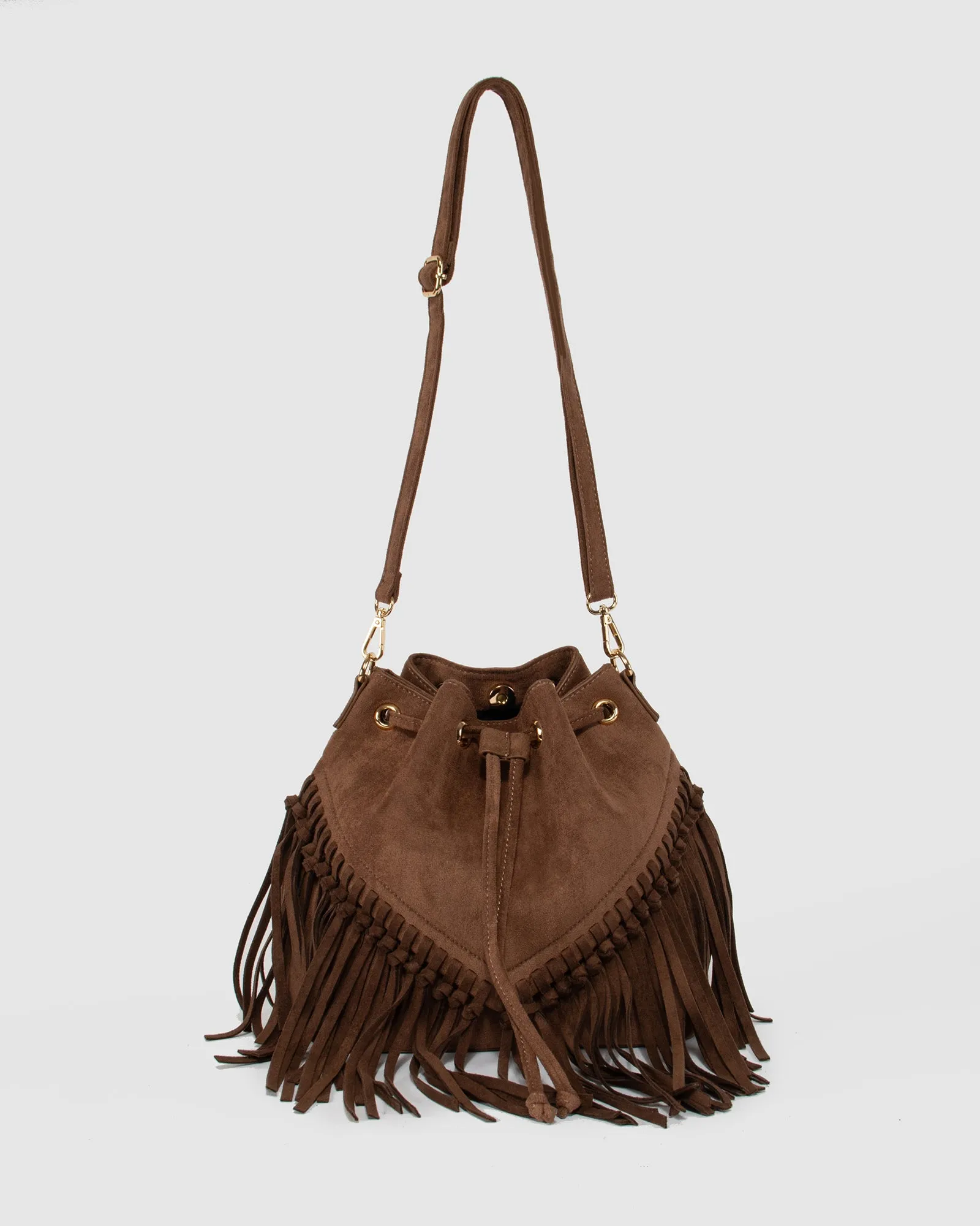 Chocolate Giselle Fringe Bucket Bag sold by Collete Hayman product image thumbnail 3