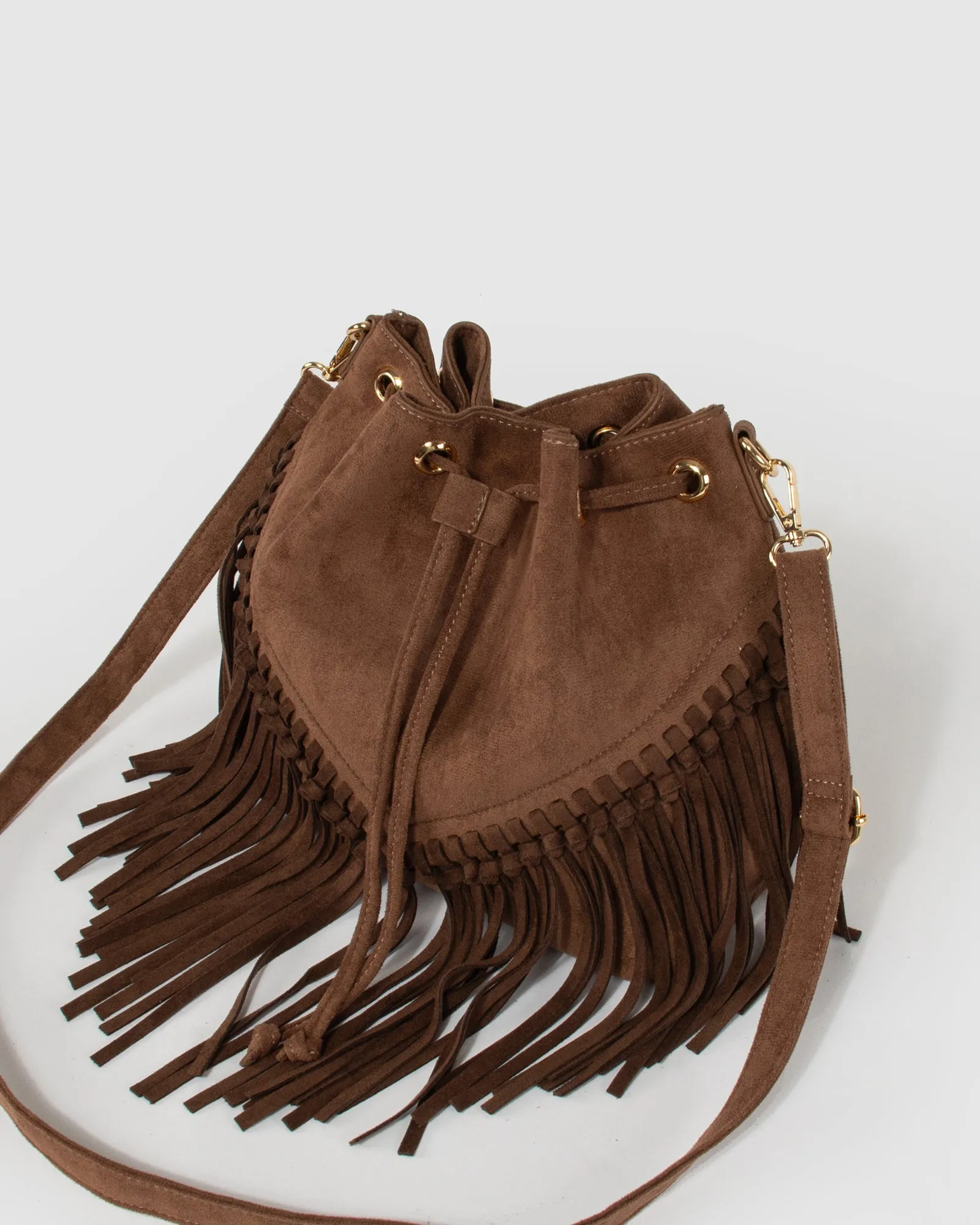 Chocolate Giselle Fringe Bucket Bag sold by Collete Hayman product image thumbnail 5