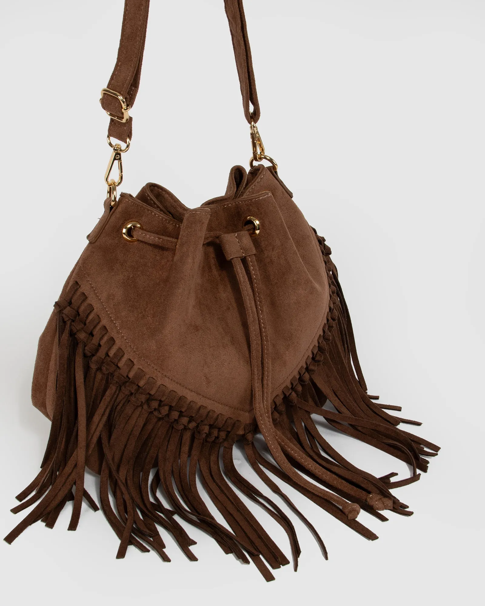 Chocolate Giselle Fringe Bucket Bag sold by Collete Hayman product image thumbnail 2
