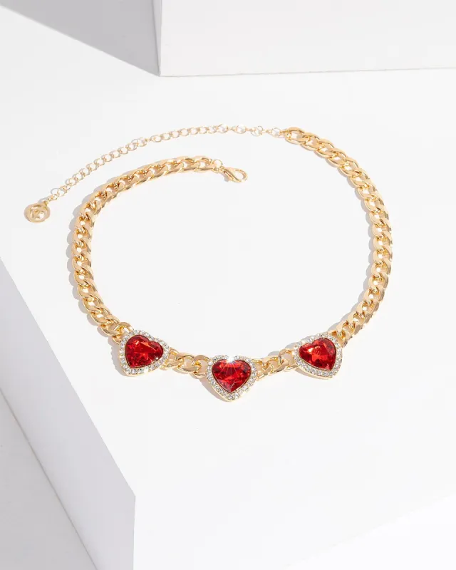 Red Heart Chain Choker Necklace sold by Collete Hayman
