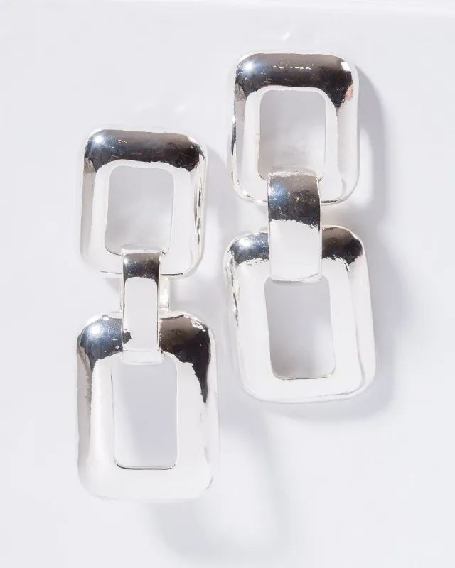 Silver Square Chain Drop Earrings sold by Collete Hayman