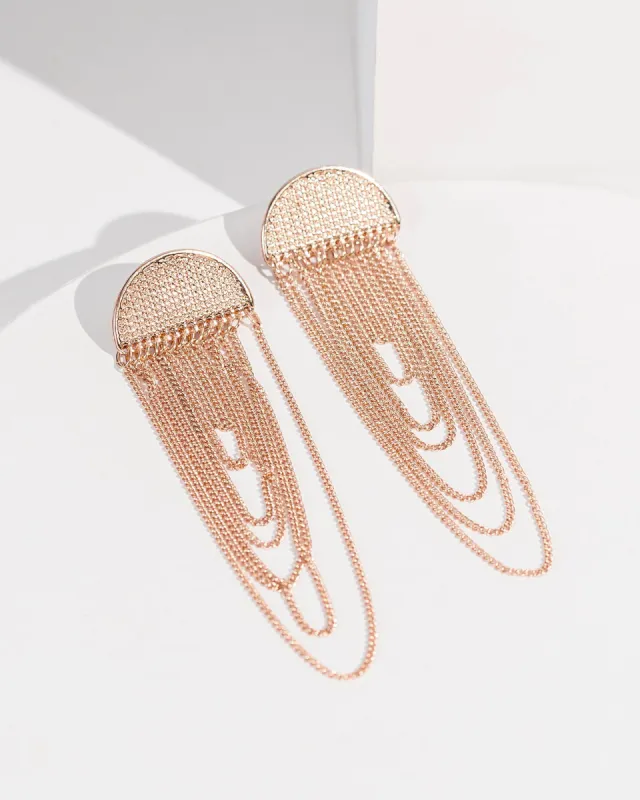 Rose Gold Draping Chain Stud Earrings sold by Collete Hayman