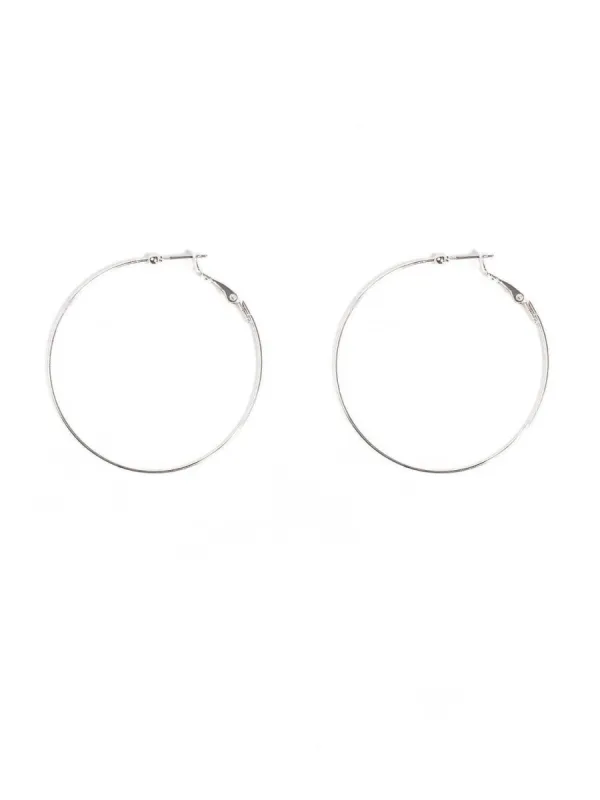 Silver Tone Fine Metal Medium Hoop Earrings sold by Collete Hayman