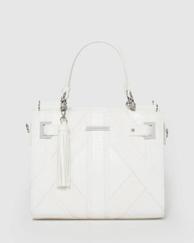 White Lauren Panel Tote Bag sold by Collete Hayman