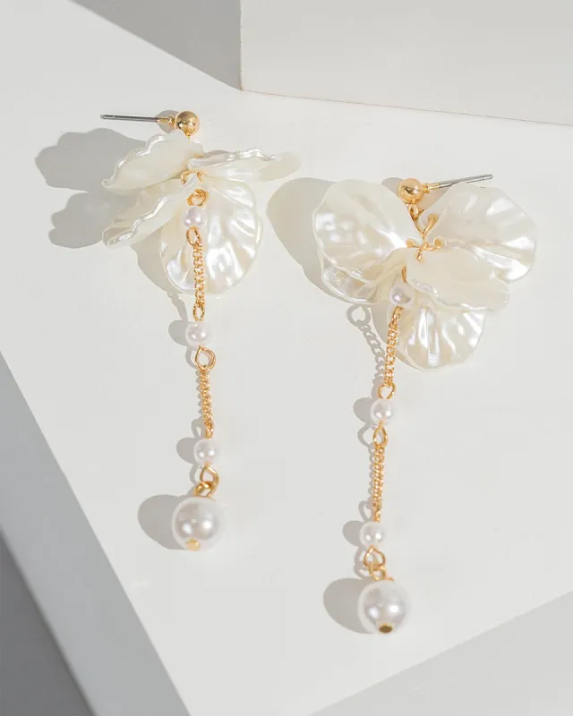 Pearl Petal Flower Detail Drop Earrings sold by Collete Hayman