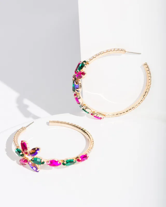 Multi Colour Crystal Around Hoop Earrings sold by Collete Hayman