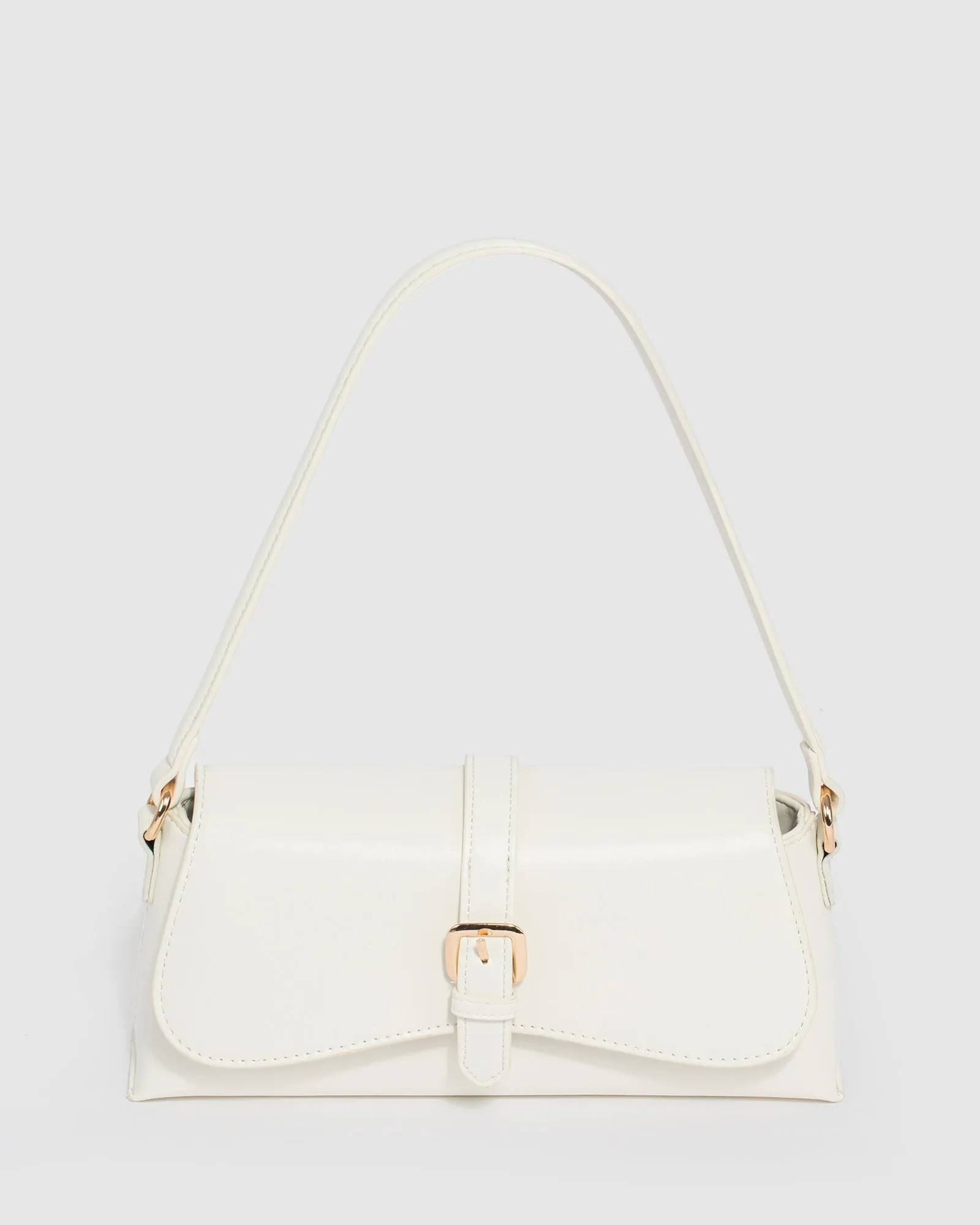 White Sasha Buckle Shoulder Bag sold by Collete Hayman