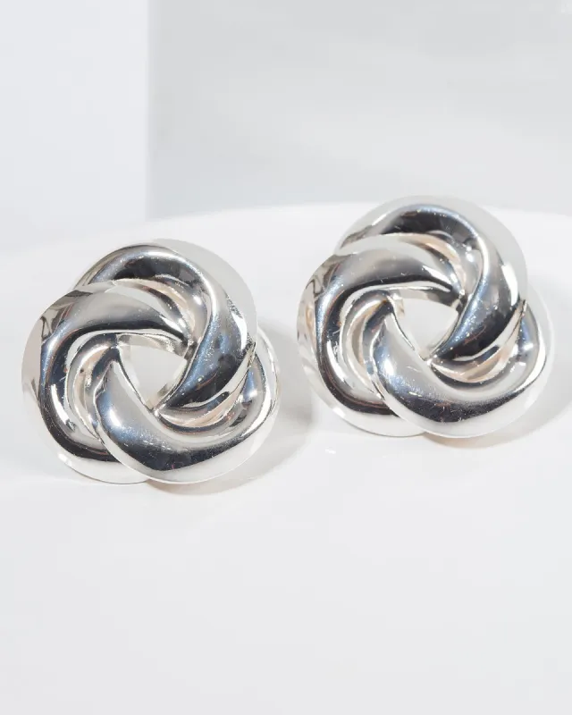 Silver Medium Twist Knot  Stud Earrings sold by Collete Hayman