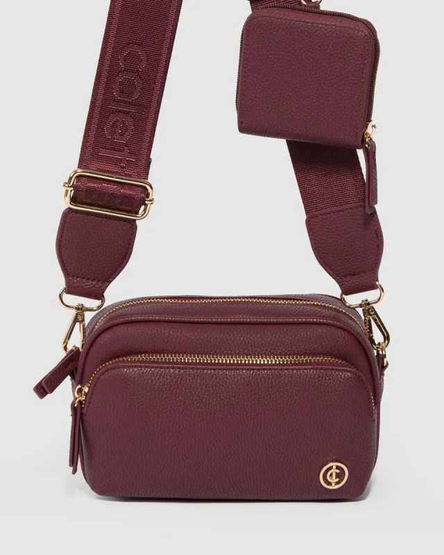 Burgundy And Gold Amalia Crossbody Bag sold by Collete Hayman