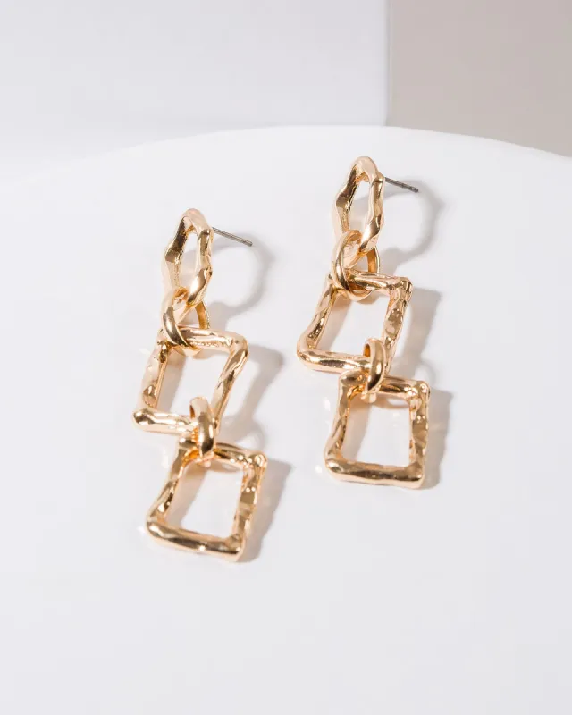 Gold Textured Chain Statement Earrings sold by Collete Hayman