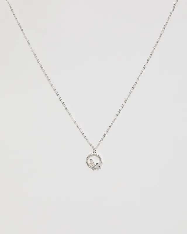 Silver Cubic Zirconia Circle Pendant Necklace sold by Collete Hayman