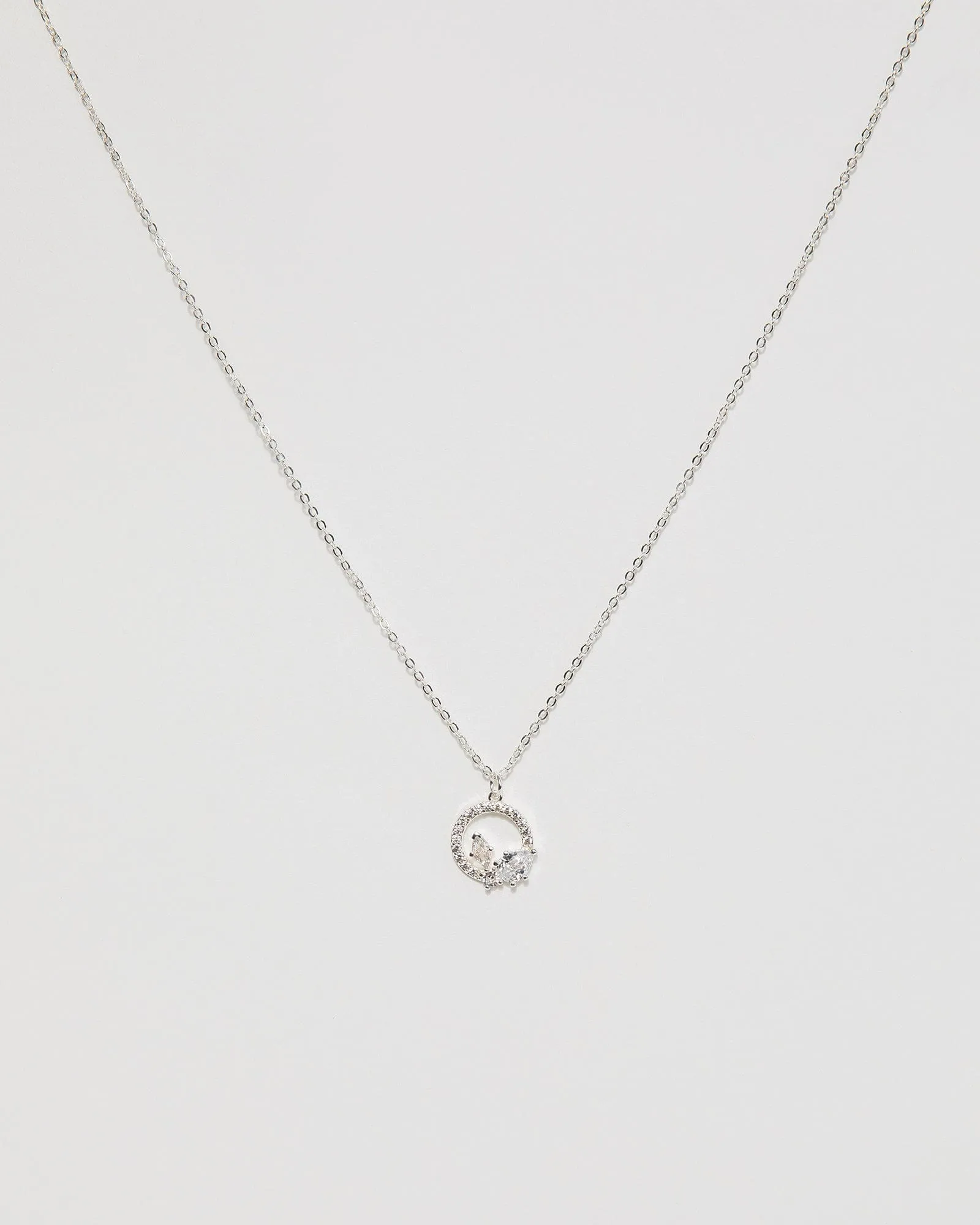 Silver Cubic Zirconia Circle Pendant Necklace sold by Collete Hayman