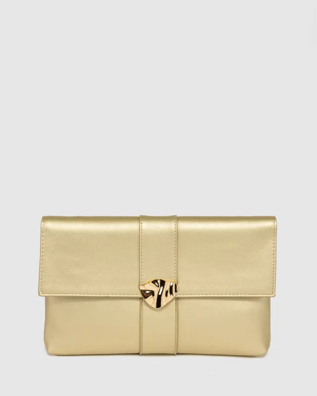 Gold Polly Flap Clutch sold by Collete Hayman