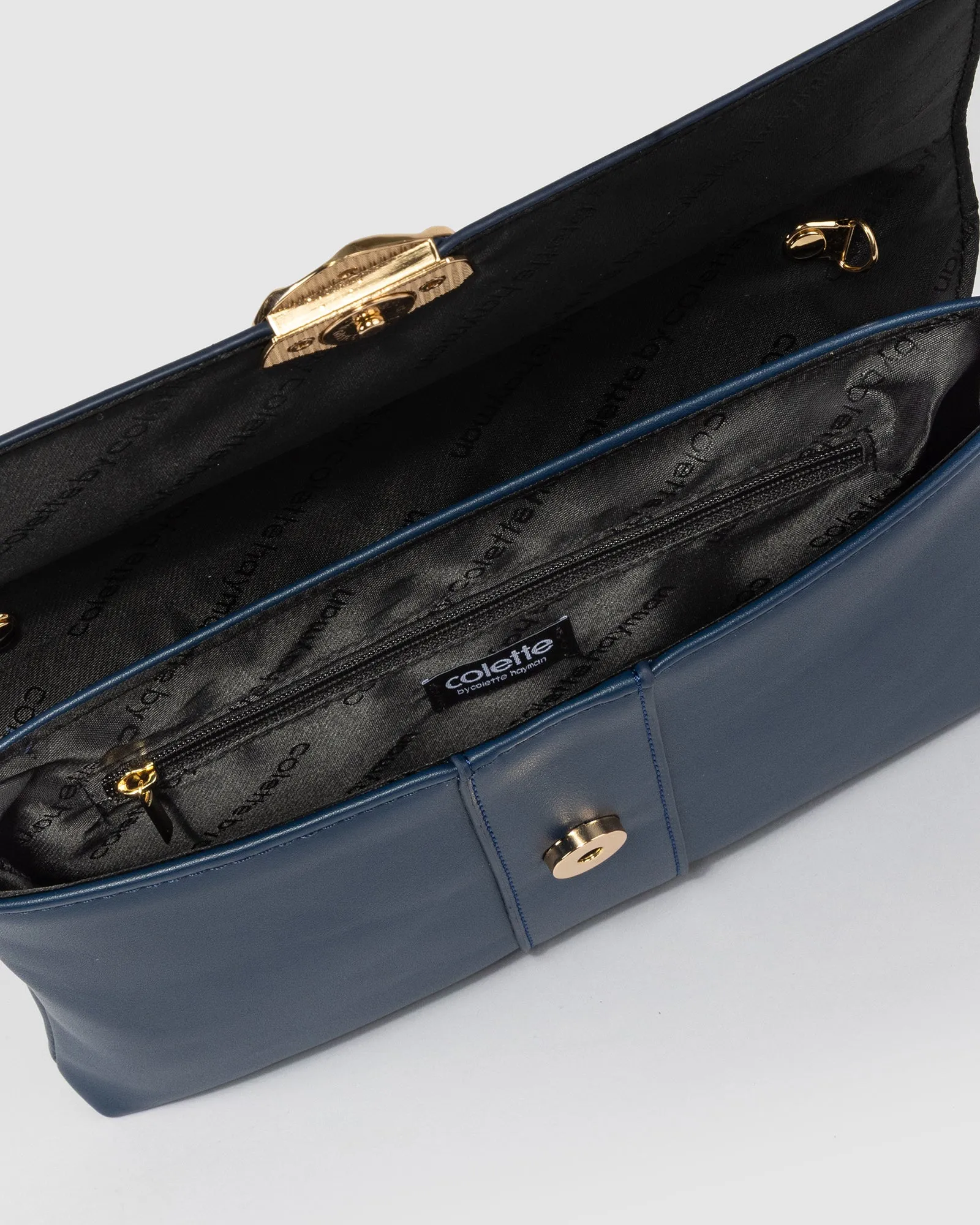 Navy Polly Flap Clutch sold by Collete Hayman product image thumbnail 5