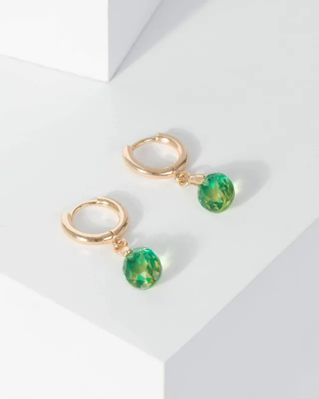 Green Small Crystal Stone Drop Earrings sold by Collete Hayman