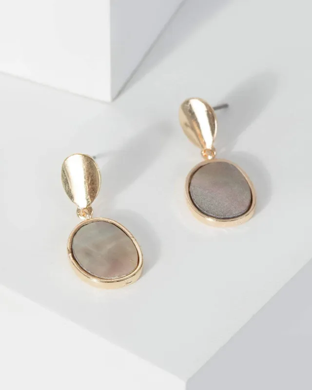 Gold Small Double Stone Circle Earrings sold by Collete Hayman