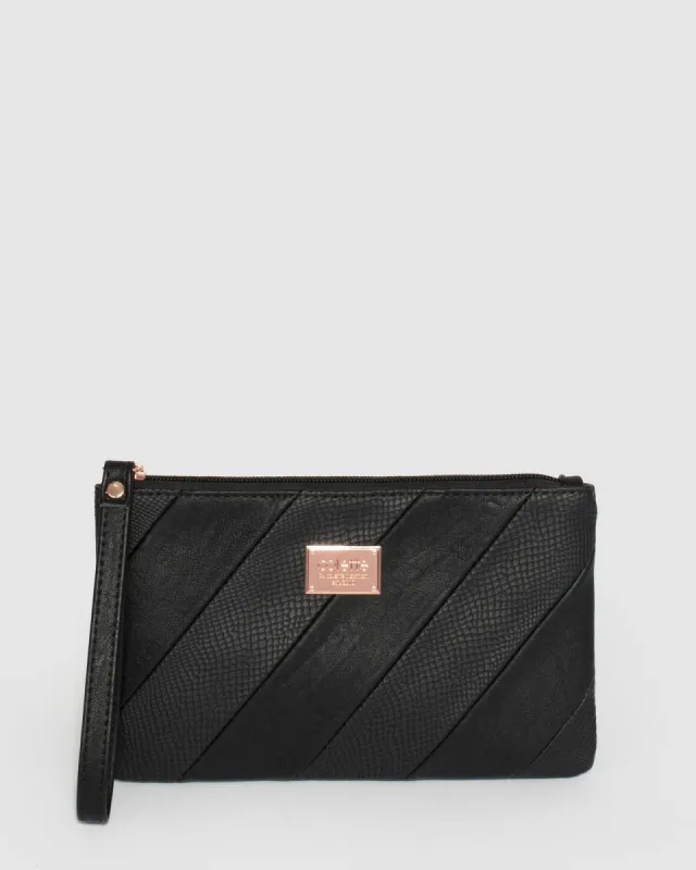 Black Brooke Stripe Wristlet sold by Collete Hayman