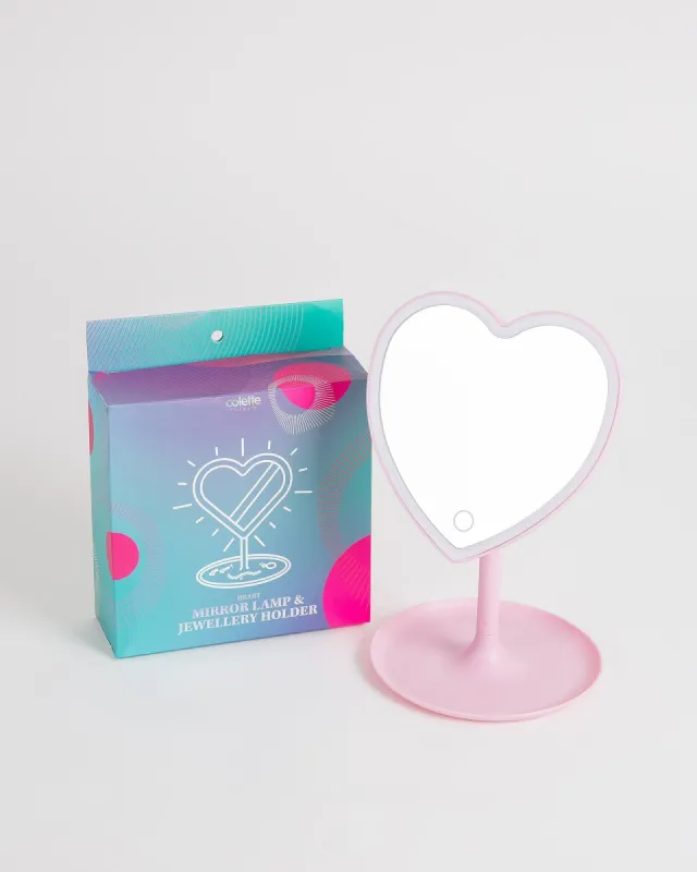 Pink Heart Mirror Lamp & Jewellery Holder sold by Collete Hayman