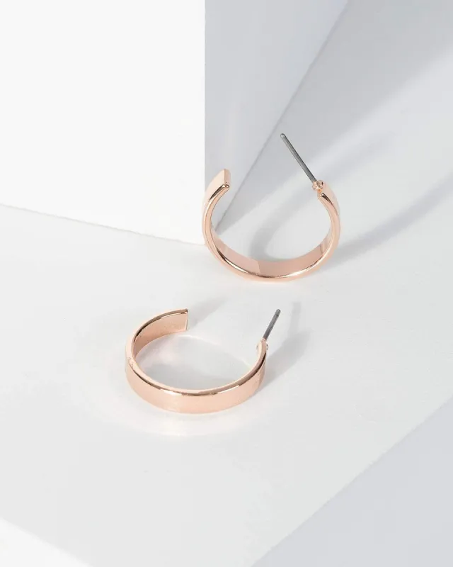 Rose Gold Flat Metal Hoop Earrings sold by Collete Hayman