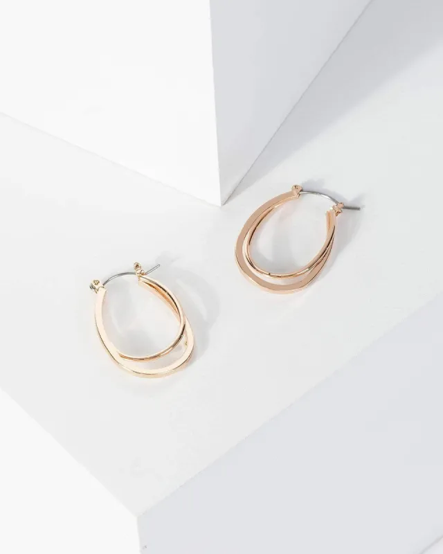 Gold Double Hoop Long Earrings sold by Collete Hayman