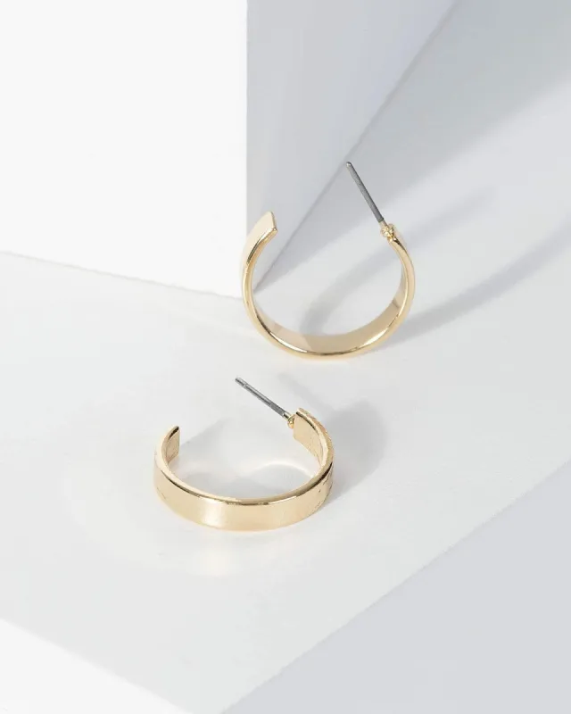 Gold Flat Metal Hoop Earrings sold by Collete Hayman