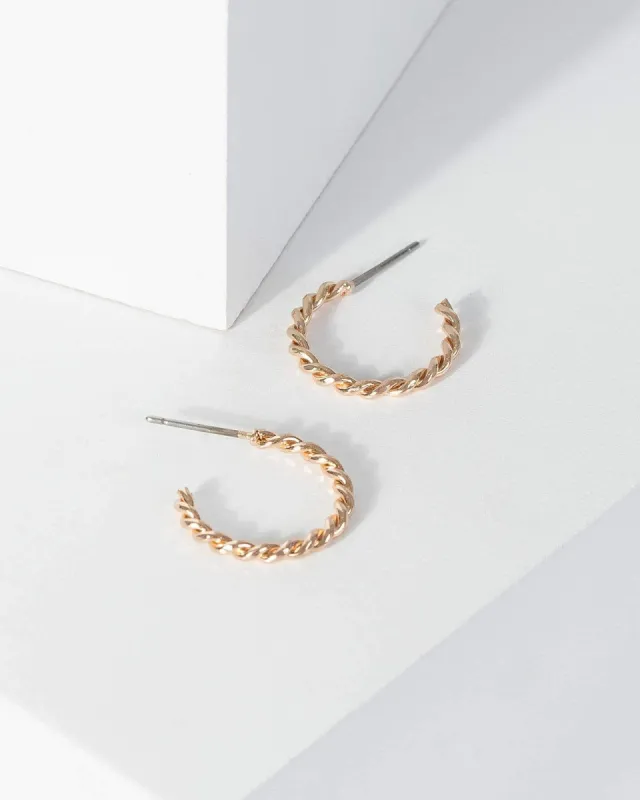 Gold Small Twisted Effect Hoop Earrings sold by Collete Hayman