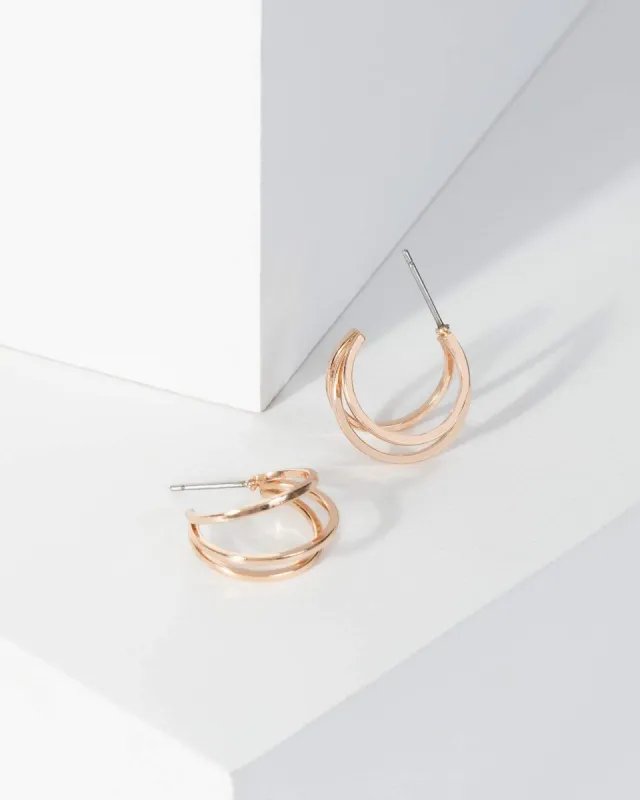 Gold Multi Row Metal Hoop Earrings sold by Collete Hayman