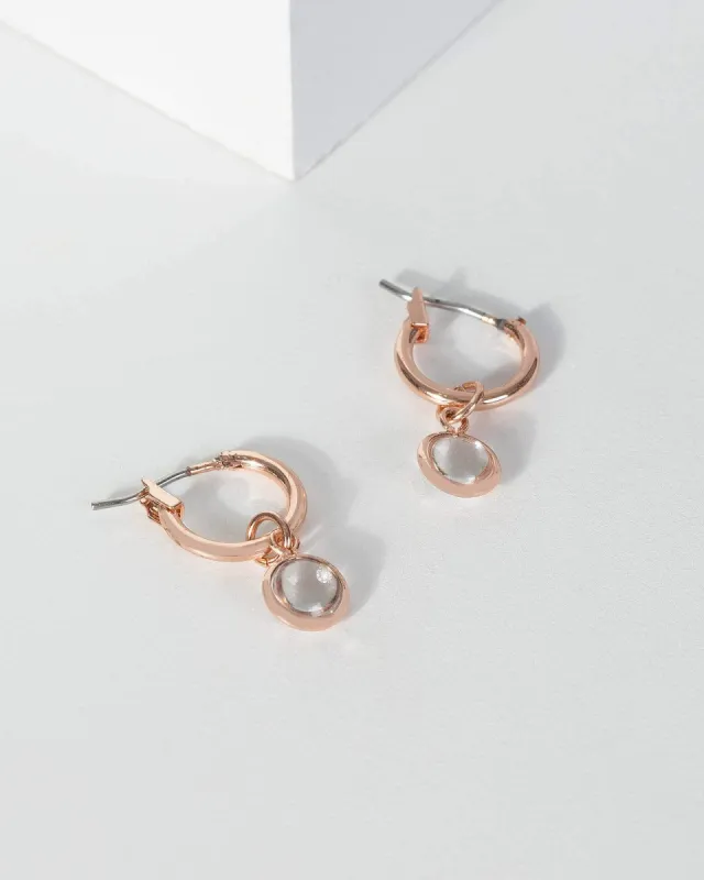 Rose Gold Crystal Huggie Hoop Earrings sold by Collete Hayman