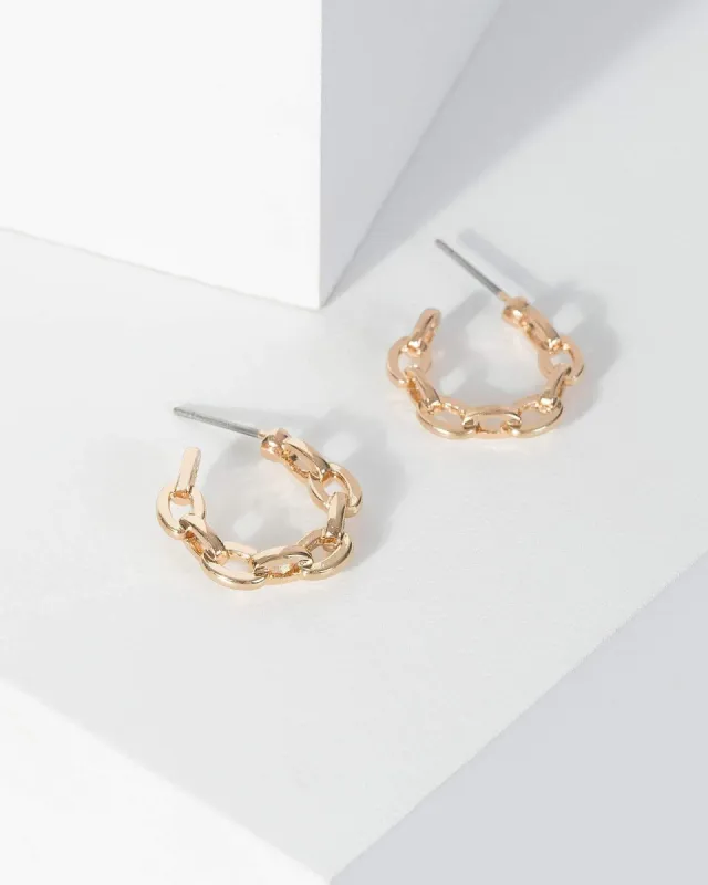 Gold Chain Link Huggie Hoop Earrings sold by Collete Hayman